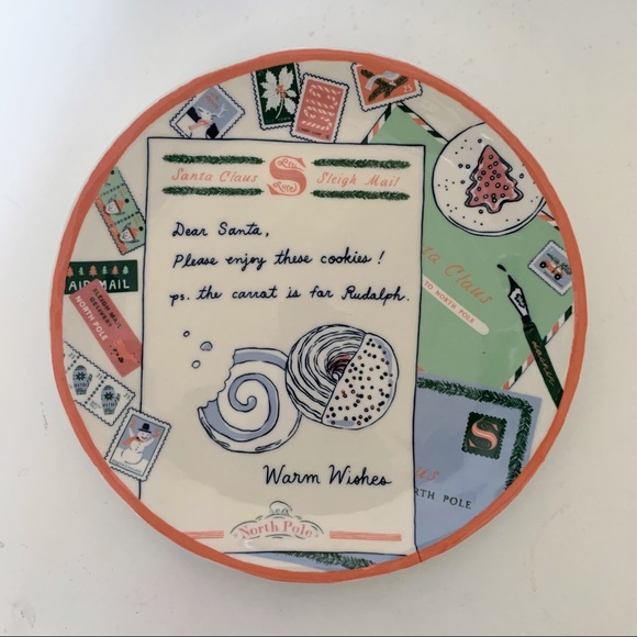 New Anthropologie George & Viv Dear Santa Dessert Plate Christmas Holiday - Picture 4 of 5